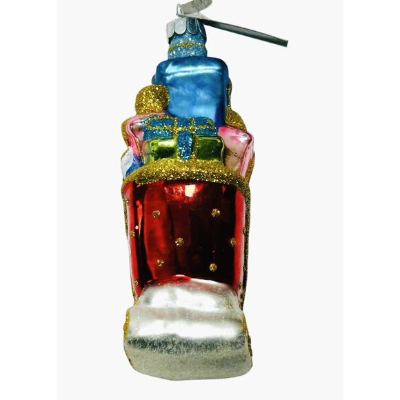 Christopher Radko 2016 Celebrations Sleigh Gifts Glass Christmas Ornament w Box - Picture 5 of 13